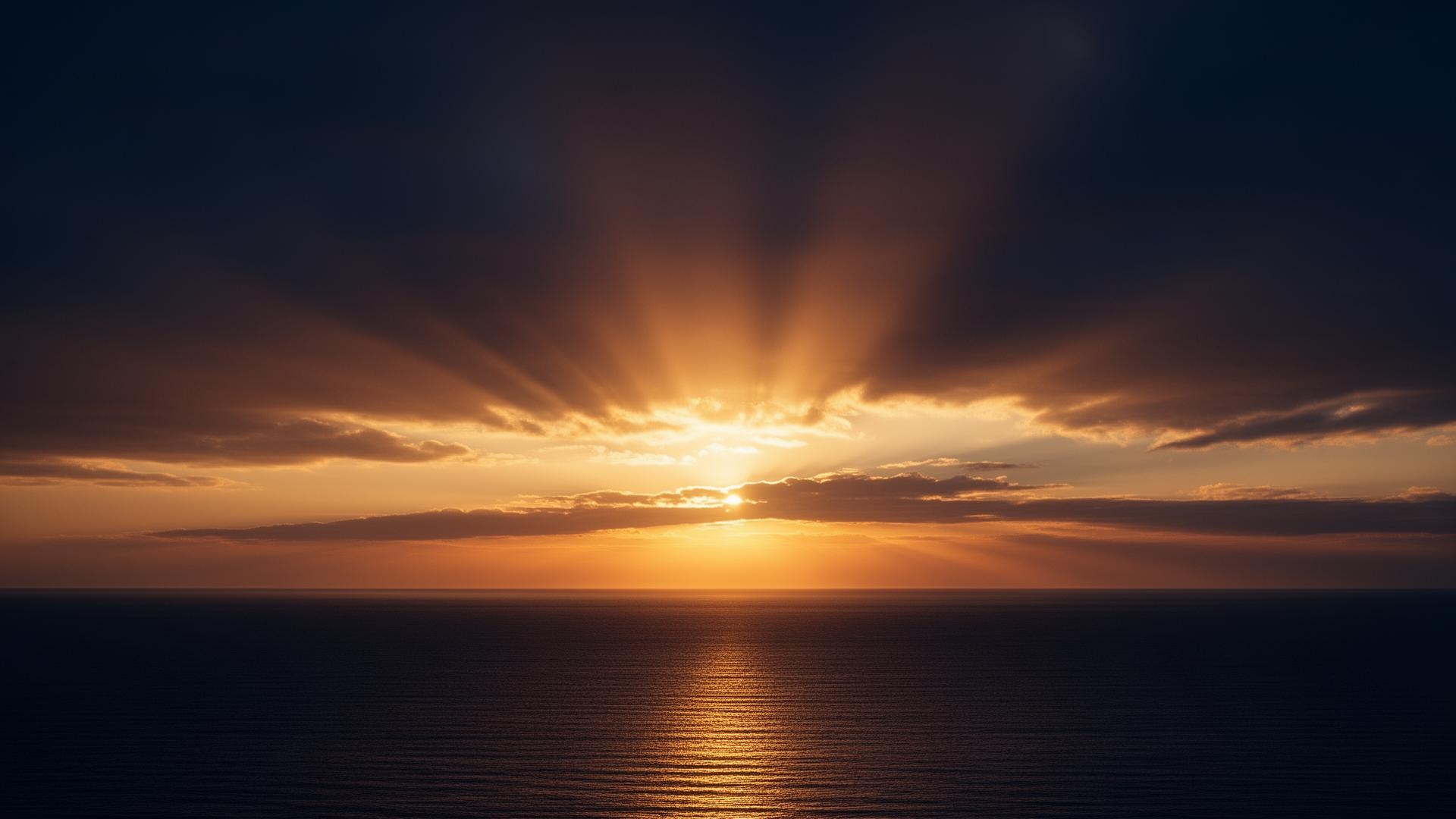 Dramatic sunrise over the horizon